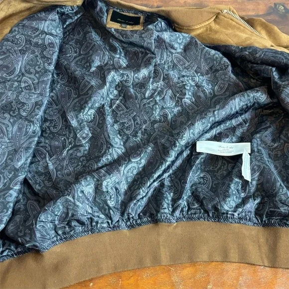 Porter & Ash Bomber Jacket Men's Small Brown Full Zip Paisley Lined - Picture 4 of 7